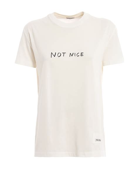 SOLD Miu Miu Not Nice Girls White Printed Logo Tee Shirt XS